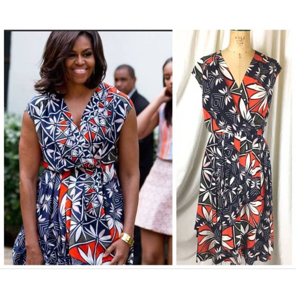 Tory Burch Silk Acoma Pottery Medi Wrap Dress